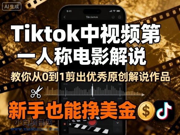 Tiktok中视频第一人称电影解说,教你从0到1剪出一个优秀的原创解说作品,新手也能挣美金