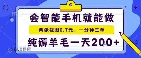 手机项目，二十秒一单，纯薅羊毛一天2张+做就有【揭秘】-小白项目分享网