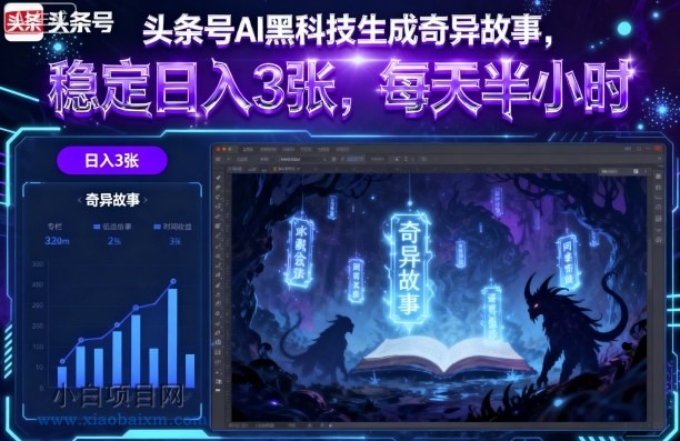 头条号AI黑科技生成奇异故事,稳定日入3张,每天半小时