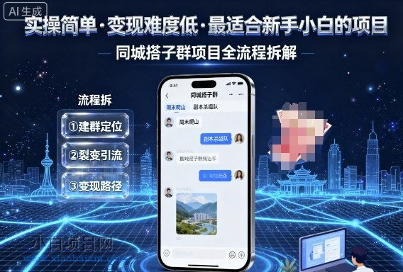 实操简单,变现难度低,最适合新手小白做的项目,每天轻松收入3张,同城搭子群项目全流程拆解