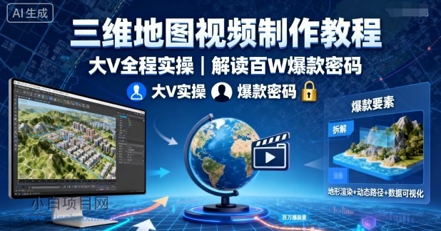 三维地图视频制作教程,大V全程实操,解读百W爆款密码