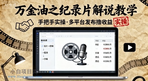 万金油之纪录片解说教学,手把手教你,完全实操,多平台发布撸收益