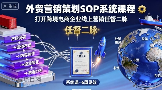 外贸营销策划SOP系统课程，打开跨境电商企业线上营销任督二脉-小白项目分享网
