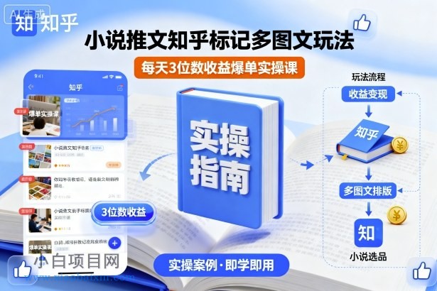 小说推文知乎标记多图文玩法,每天3位数收益爆单实操课