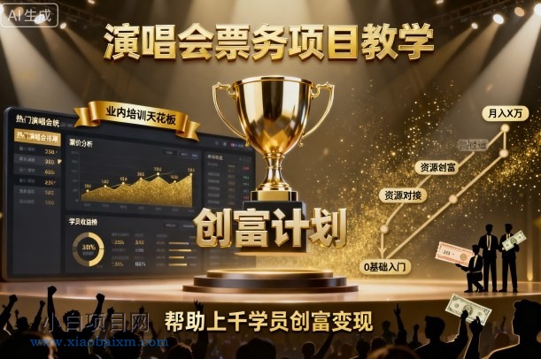 演唱会票务项目教学,业内培训天花板,帮助上千学员创富变现-小白项目分享网