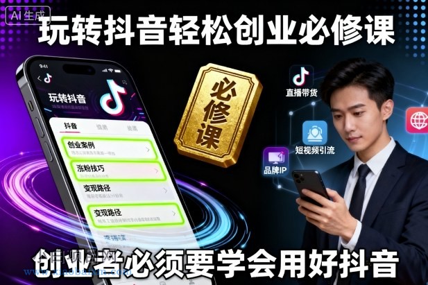玩转抖音轻松创业必修课,创业者必须要学会用好抖音-小白项目分享网