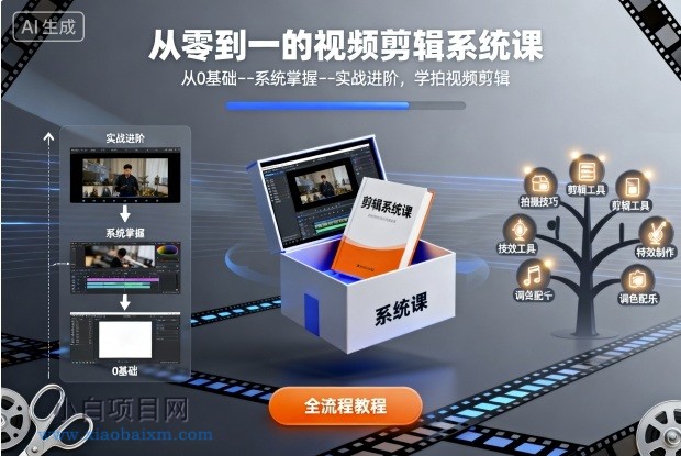 从零到一的视频剪辑系统课,从0基础–系统掌握–实战进阶,学拍视频剪辑-小白项目分享网