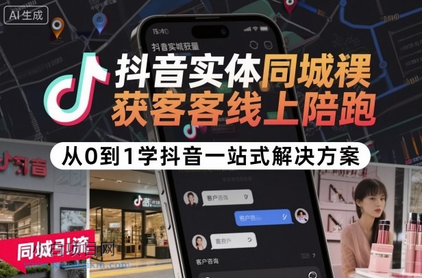 抖音实体同城获客线上陪跑,从0到1学抖音一站式解决方案-小白项目分享网