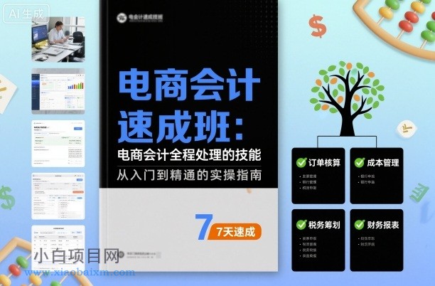 电商会计速成班，电商会计全程处理的技能-小白项目分享网
