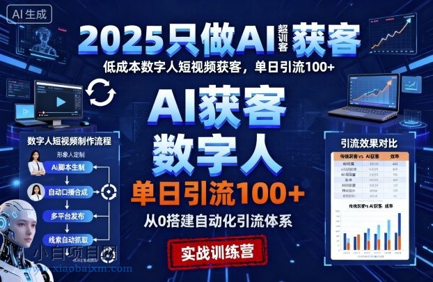 2025只做AI获客,AI超级获客实训营,低成本数字人短视频获客,单日引流100+-小白项目分享网