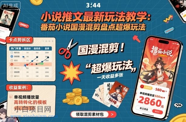 小说推文最新玩法教学,番茄小说国漫混剪盘点超爆玩法,全程干货,一天收益多张