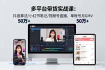 多平台带货实战课18.0:抖音算法/小红书笔记/视频号直播,单账号月GMV50w+