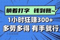 打字搞钱，1小时狂赚300+多劳多得，有手就能做！-小白项目分享网
