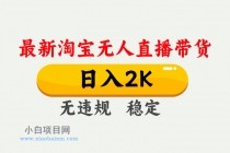 淘宝无人直播【最新】，日入2K，独家技术，无违规无封号，可矩阵，长期…-小白项目分享网