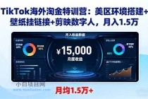 TikTok海外淘金特训营：美区环境搭建+壁纸挂链接+剪映数字人，月入1.5万-小白项目分享网