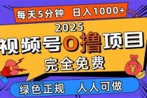 2025视频号0撸项目,5分钟一个号,日入1000+,人人可做