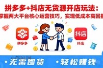 拼多多+抖店无货源开店玩法:掌握两大平台核心运营技巧,实现低成本高回报
