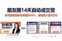 朋友圈14天自动成交营：单月朋友圈转化率提升50%，被动收入超3万元-小白项目分享网