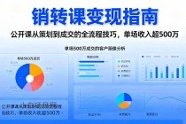 销转课变现指南:公开课从策划到成交的全流程技巧,单场收入超500万