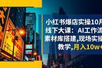 小红书爆店实操10月线下大课：AI工作流+素材库搭建,现场实操教学,月入10w+-小白项目分享网