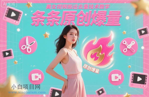 【匠心小白】美女视频搬运去重技术教学,条条原创爆量