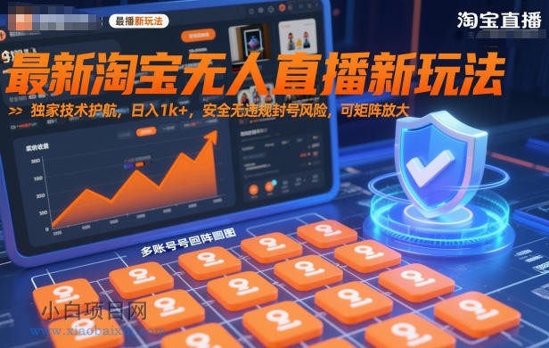【匠心小白】最新淘宝无人直播新玩法，独家技术护航，日入1k+，安全无违规封号风险，可矩阵放大【揭秘】-小白项目分享网