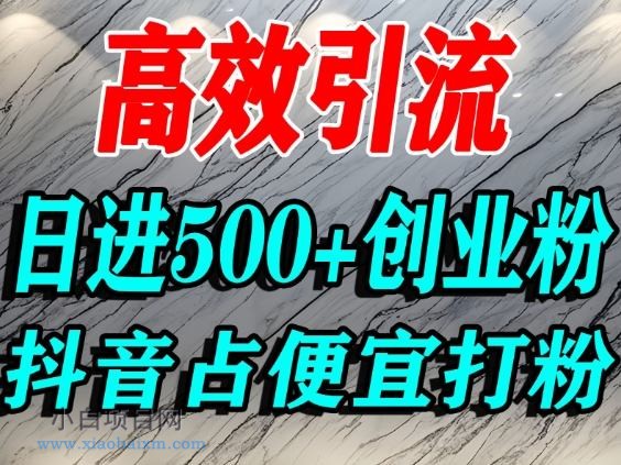 【匠心小白】怎么打创业粉？抖音利用占便宜心理引流创业粉，单人日引500+精准流量-小白项目分享网