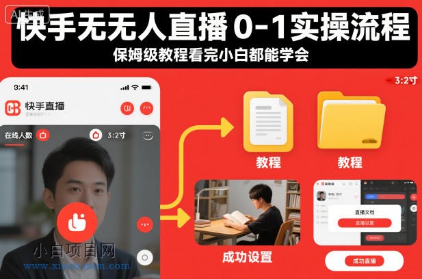 【匠心小白】快手无人直播0-1实操流程，保姆级教程看完小白都能学会-小白项目分享网