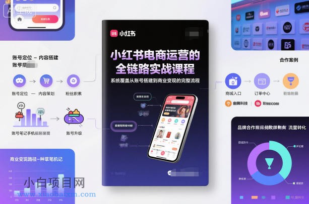 【匠心小白】小红书电商运营的全链路实战课程，系统覆盖从账号搭建到商业变现的完整流程-小白项目分享网