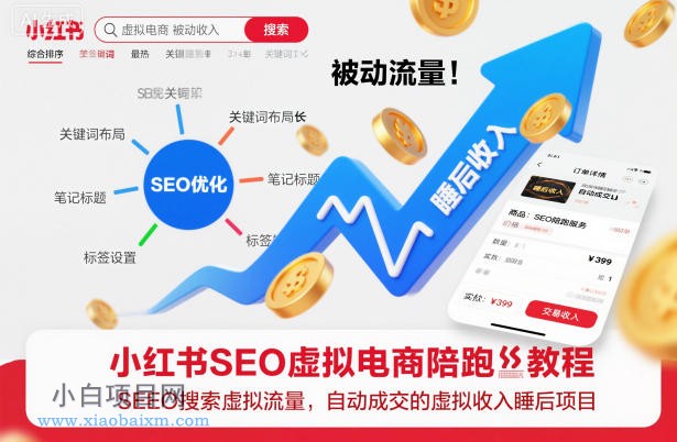 【匠心小白】小红书SEO虚拟电商陪跑教程，实现seo搜索被动流量，自动成交的被动收入睡后项目-小白项目分享网