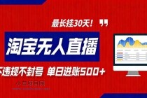 2026淘宝无人直播带货，不违规不封号，每日收益500+，最长挂30 天！-小白项目分享网