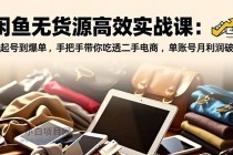 闲鱼无货源高效实战课：从起号到爆单，手把手带你吃透二手电商，单账号月利润破万-小白项目分享网