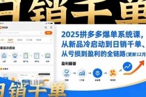 2025拼多多爆单系统课，从新品冷启动到日销千单、从亏损到盈利的全链路（更新12月）-小白项目分享网