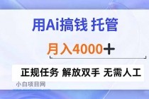 用Ai搞钱，托管，月入4000+， 正规任务 解放双手 无需人工-小白项目分享网