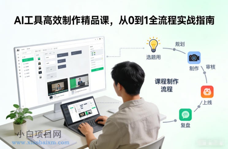 【匠心小白】AI工具高效制作精品课，从0到1全流程实战指南-小白项目分享网