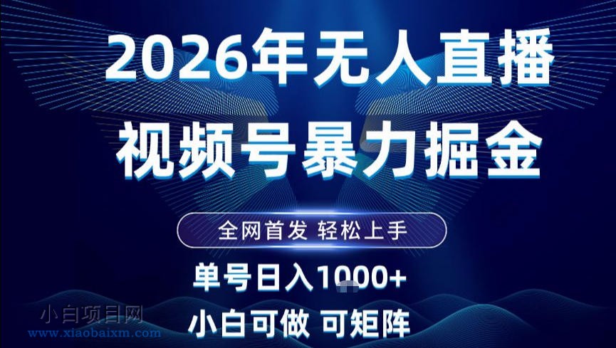 【匠心小白】2026最新视频号无人直播掘金,全网首发,小白可以玩,长期稳定日入1k+【揭秘】