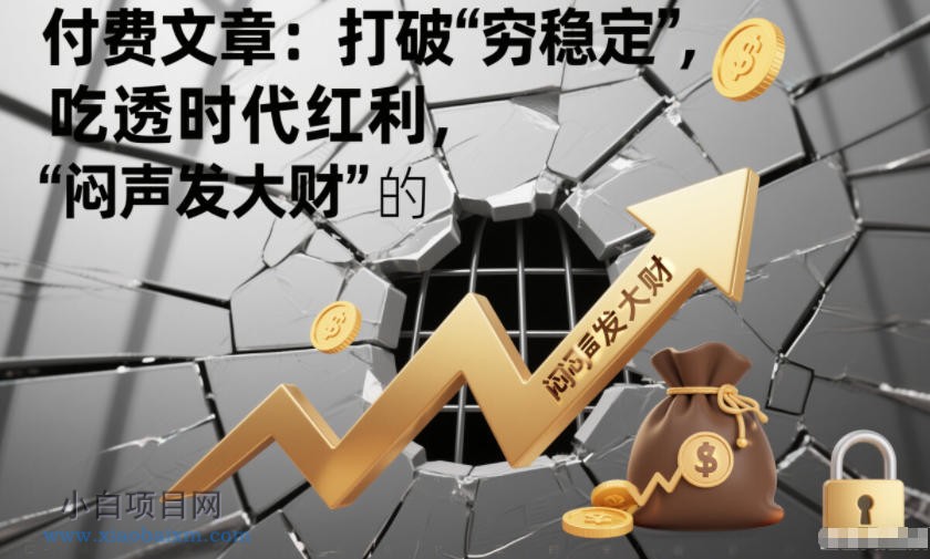 【匠心小白】付费文章:打破“穷稳定”,吃透时代红利,“闷声发大财”的终极真谛
