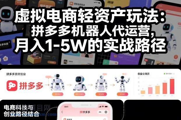 【匠心小白】虚拟电商轻资产玩法:拼多多机器人代运营,月入1-5W的实战路径【揭秘】