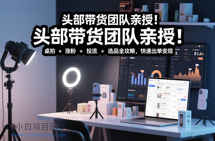 【匠心小白】头部带货团队亲授！专业短视频实拍带货课：桌拍+涨粉+投流+选品全攻略，快速出单变现，月入2w+-小白项目分享网