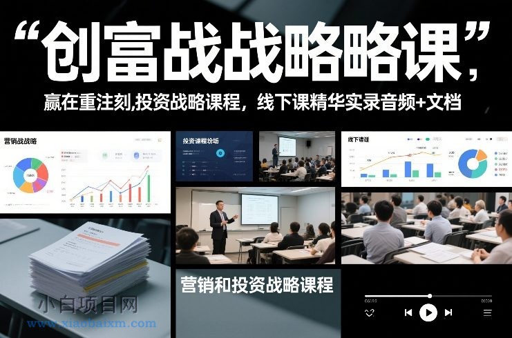 【匠心小白】创富战略课，赢在重注时刻，营销和投资战略课程，线下课精华实录音频+文档-小白项目分享网