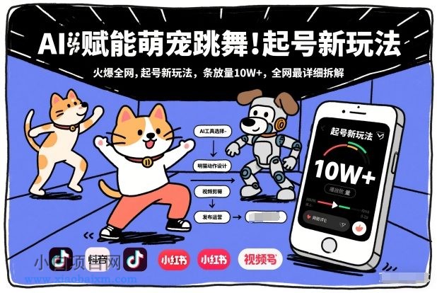 【匠心小白】AI赋能萌宠跳舞，火爆全网，起号新玩法，条条播放量10W+，全网最详细拆解-小白项目分享网