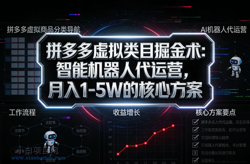 【匠心小白】拼多多虚拟类目掘金术：智能机器人代运营，月入1-5W的核心方案【揭秘】-小白项目分享网