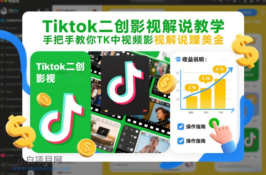 【匠心小白】Tiktok二创影视解说教学,手把手教你TK中视频影视解说賺美金(更新26年1月)