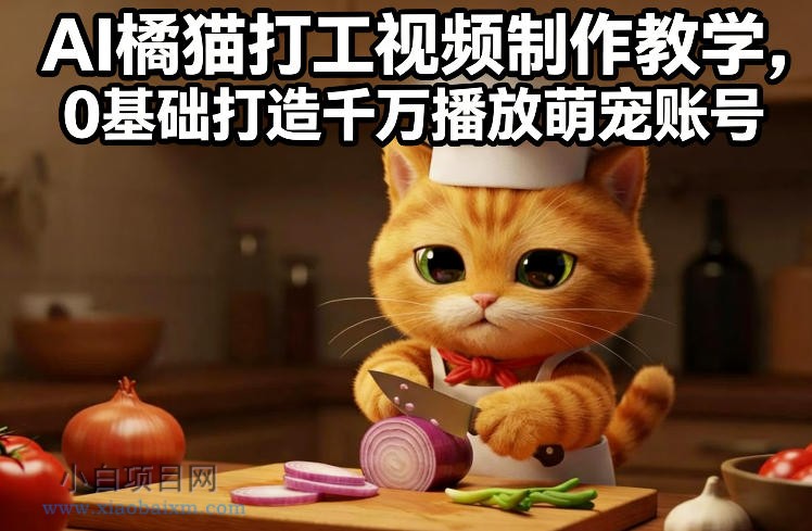 【匠心小白】AI橘猫打工视频制作教学，流量狂飙，0基础打造千万播放萌宠账号-小白项目分享网