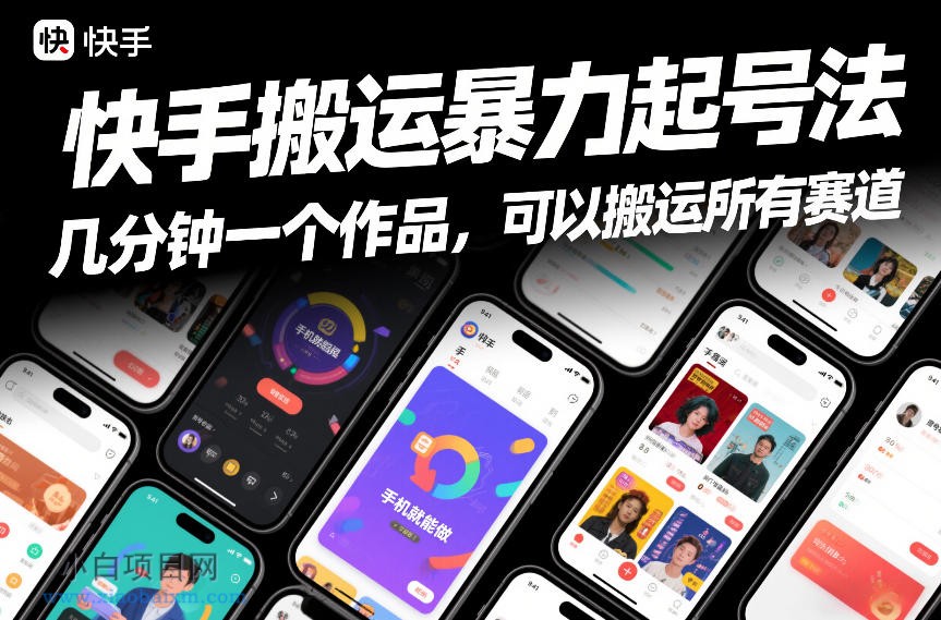 【匠心小白】快手搬运暴力起号法，几分钟一个作品，手机就能做，可以搬运所有赛道-小白项目分享网