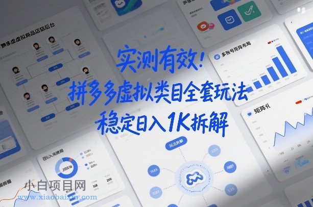【匠心小白】实测有效：拼多多虚拟类目全套玩法，矩阵化布局，稳定日入1K拆解【揭秘】-小白项目分享网