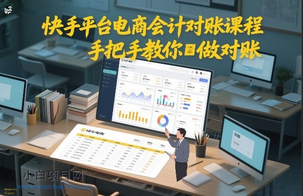 【匠心小白】快手平台电商会计对账课程，手把手教你做对账-小白项目分享网