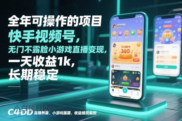 【匠心小白】全年可操作的项目,快手视频号无门槛不露脸小游戏直播变现,一天收益1k,长期稳定【揭秘】