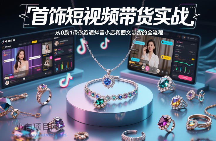 【匠心小白】首饰短视频带货实战,从0到1带你跑通抖音小店和图文带货的全流程