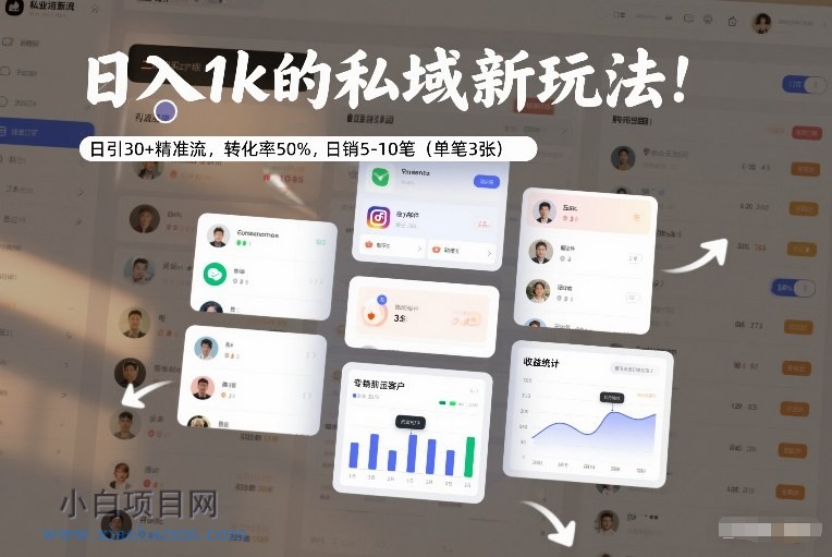 【匠心小白】日入1k的私域新玩法：日引30+精准流，转化率50%，日销5-10笔（单笔3张）-小白项目分享网